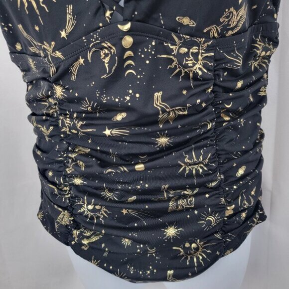 TORRID Womens Swimsuit Wireless Lattice One Piece BLACK Celestial Star Sz 2 Plus - Picture 3 of 16